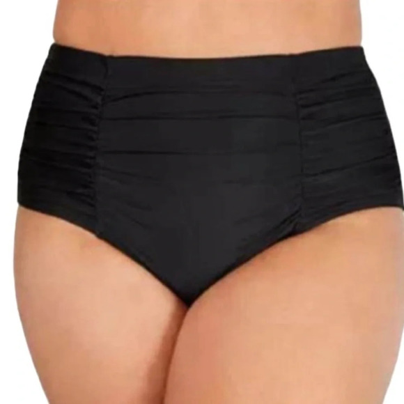 NWT Island Escape Plus Size Swim Bottoms Women's Black High Waist Size 24W - Picture 9 of 9
